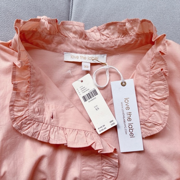 Anthropologie x Love The Label Puff Sleeve Lace Button Down Blouse NWT Size XS - Picture 12 of 12